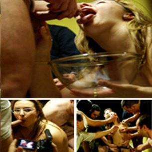 Mucho semen en bukkake